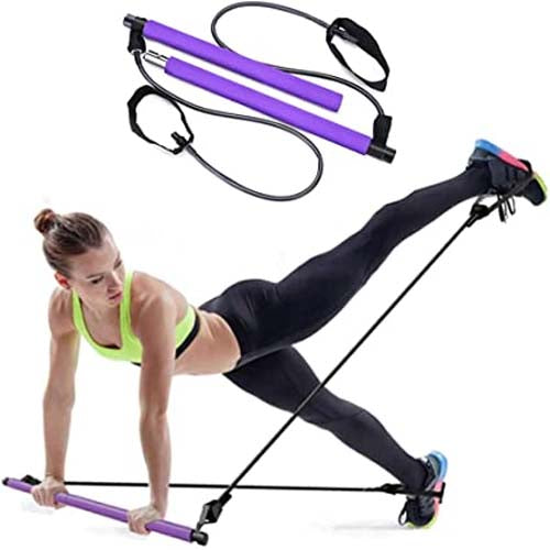 Portable Pilates Bar Kit – Yoga & Resistance Band Fitness Stick for Home Gym Exercise (Random Colors)