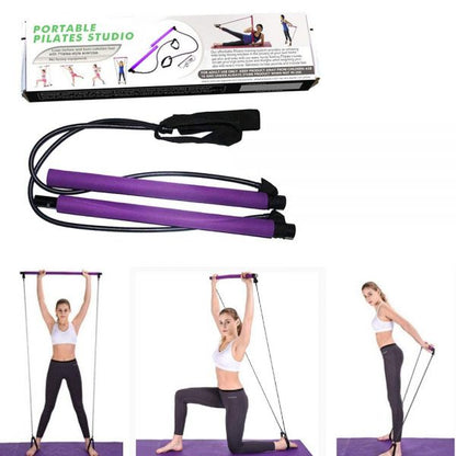 Portable Pilates Bar Kit – Yoga & Resistance Band Fitness Stick for Home Gym Exercise (Random Colors)