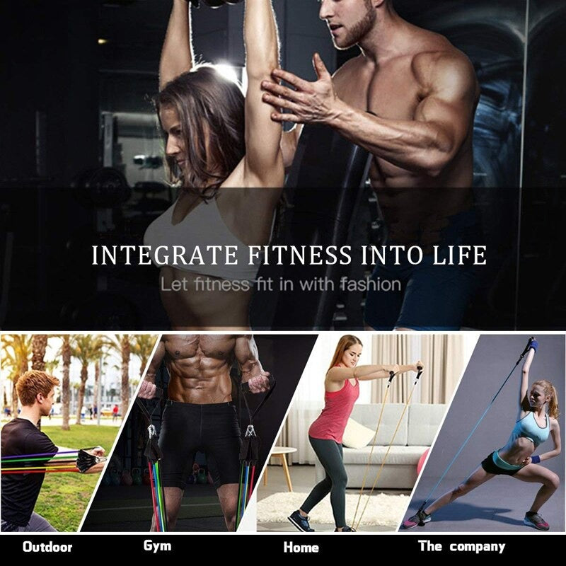 11 Piece Resistance Band Set – Fitness Strength Training Bands for Yoga, Gym & Home Workouts for Men & Women