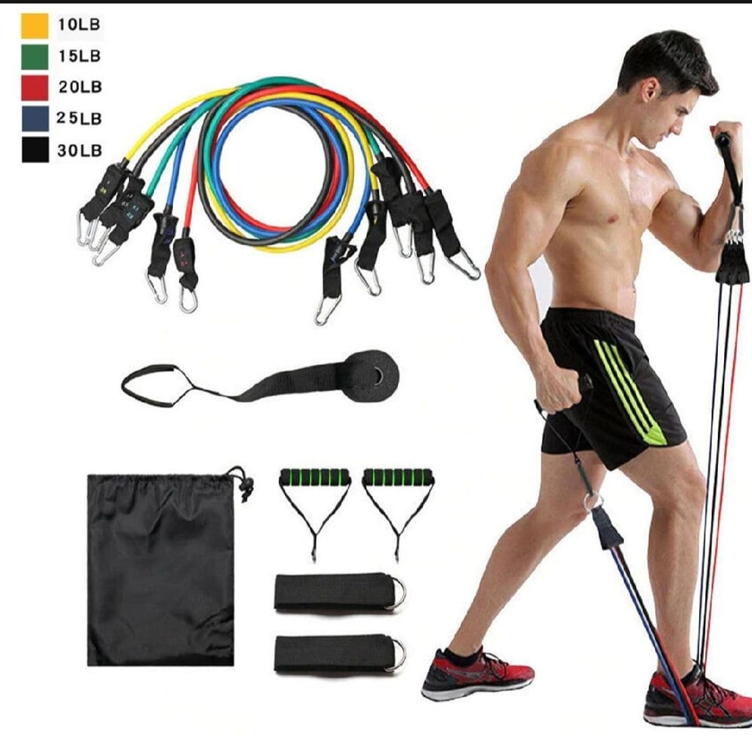 11 Piece Resistance Band Set – Fitness Strength Training Bands for Yoga, Gym & Home Workouts for Men & Women