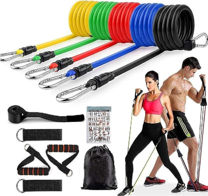 11 Piece Resistance Band Set – Fitness Strength Training Bands for Yoga, Gym & Home Workouts for Men & Women