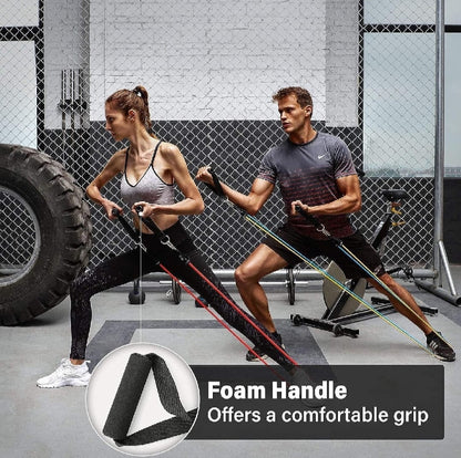 11 Piece Resistance Band Set – Fitness Strength Training Bands for Yoga, Gym & Home Workouts for Men & Women