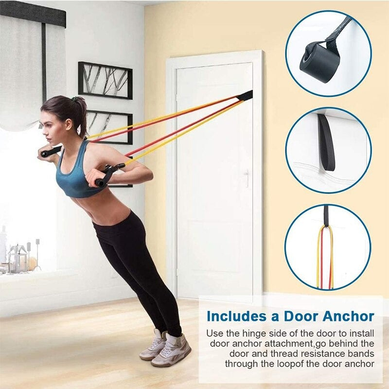 11 Piece Resistance Band Set – Fitness Strength Training Bands for Yoga, Gym & Home Workouts for Men & Women