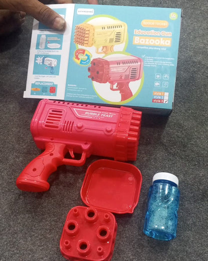 Bazooka Bubble Gun Toy – Automatic Bubble Machine for Kids with Bubble Solution & Tray (Random Color)