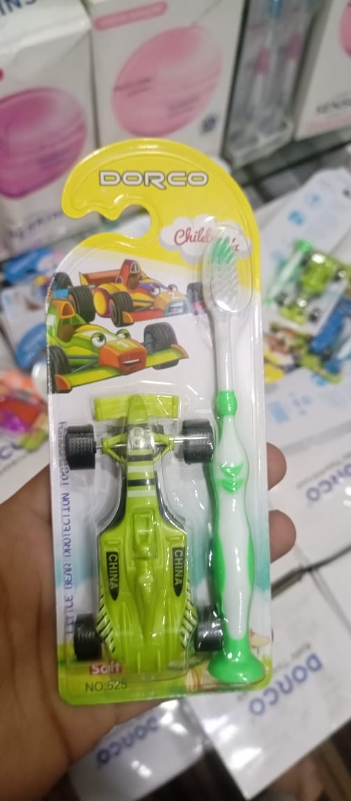 DORCO Children’s Soft Toothbrush Set – Kids Toothbrush with Fun Toy & Protective Case (Random Design)