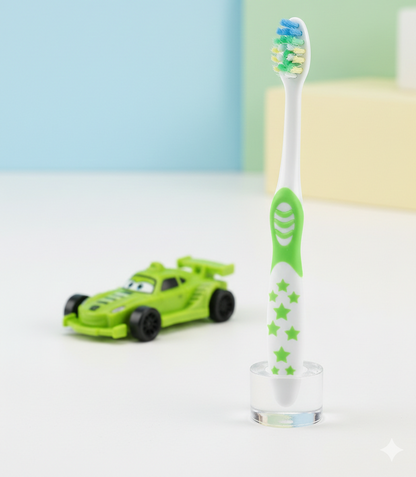 DORCO Children’s Soft Toothbrush Set – Kids Toothbrush with Fun Toy & Protective Case (Random Design)