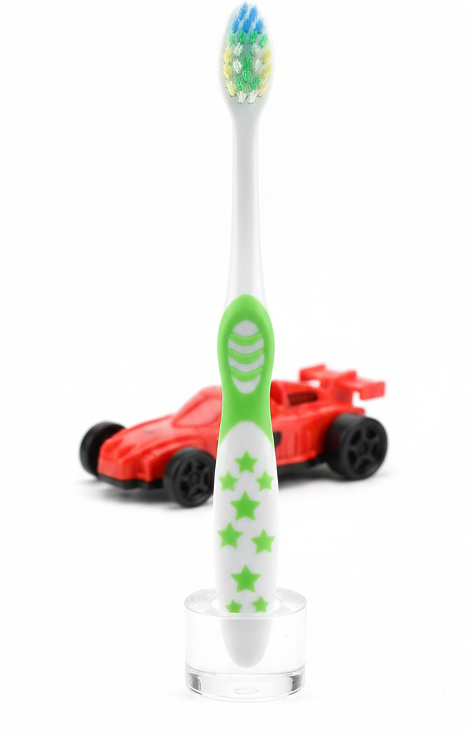 DORCO Children’s Soft Toothbrush Set – Kids Toothbrush with Fun Toy & Protective Case (Random Design)
