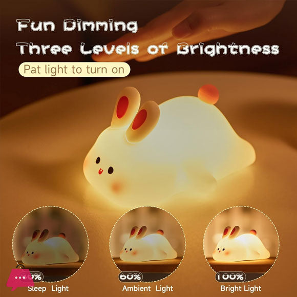 Silicone Rabbit Lamp – Cute Rechargeable Bunny Night Light with Touch Sensor for Kids