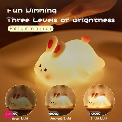 Silicone Rabbit Lamp – Cute Rechargeable Bunny Night Light with Touch Sensor for Kids