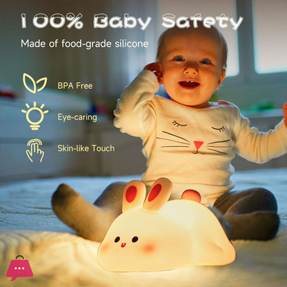 Silicone Rabbit Lamp – Cute Rechargeable Bunny Night Light with Touch Sensor for Kids