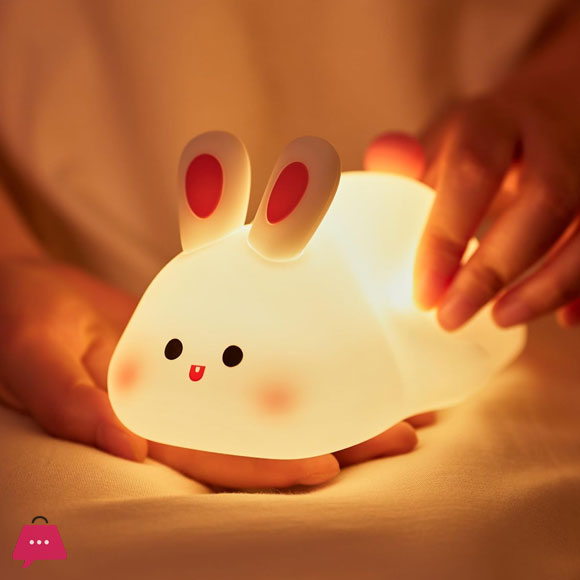 Silicone Rabbit Lamp – Cute Rechargeable Bunny Night Light with Touch Sensor for Kids