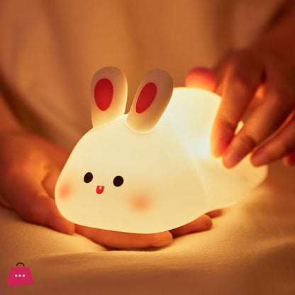 Silicone Rabbit Lamp – Cute Rechargeable Bunny Night Light with Touch Sensor for Kids