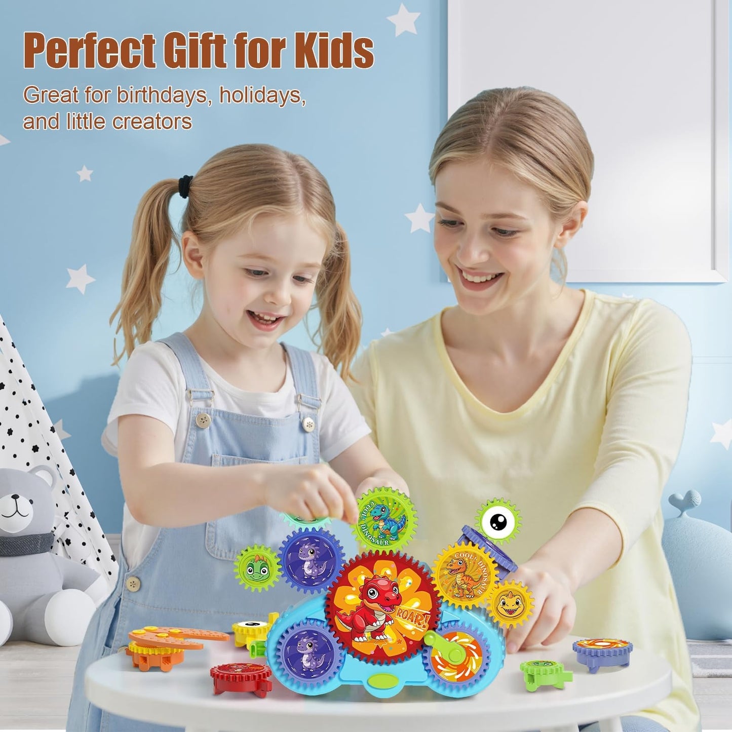 Gears Building Blocks Toy – Creative Puzzle Construction Set for Kids 3+ | STEM Learning Toy for Boys & Girls