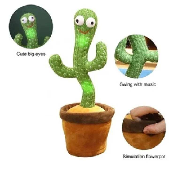 Dancing Cactus Toy – Singing, Talking & Voice Recording Plush | USB Rechargeable Educational Toy for Kids (6+ Months) with Cap
