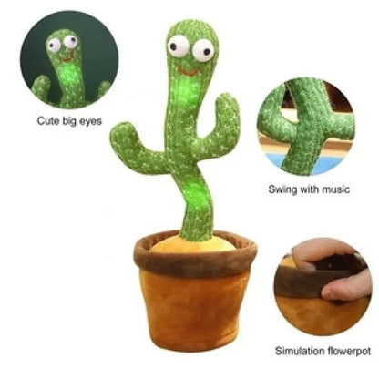 Dancing Cactus Toy – Singing, Talking & Voice Recording Plush | USB Rechargeable Educational Toy for Kids (6+ Months) with Cap