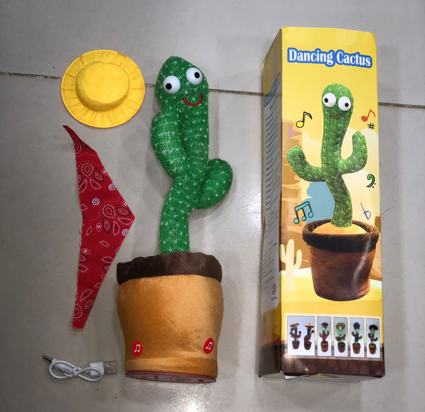 Dancing Cactus Toy – Singing, Talking & Voice Recording Plush | USB Rechargeable Educational Toy for Kids (6+ Months) with Cap