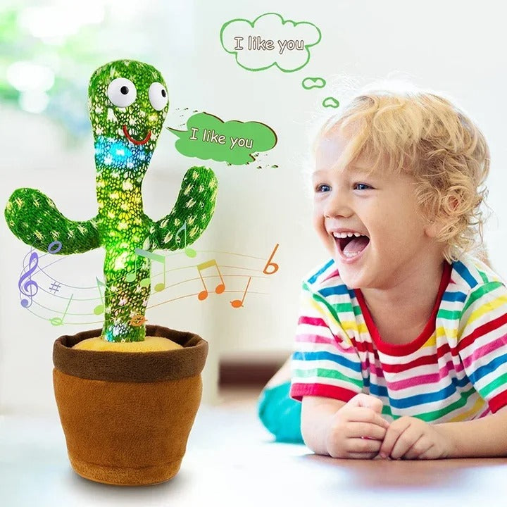 Dancing Cactus Toy – Singing, Talking & Voice Recording Plush | USB Rechargeable Educational Toy for Kids (6+ Months) with Cap