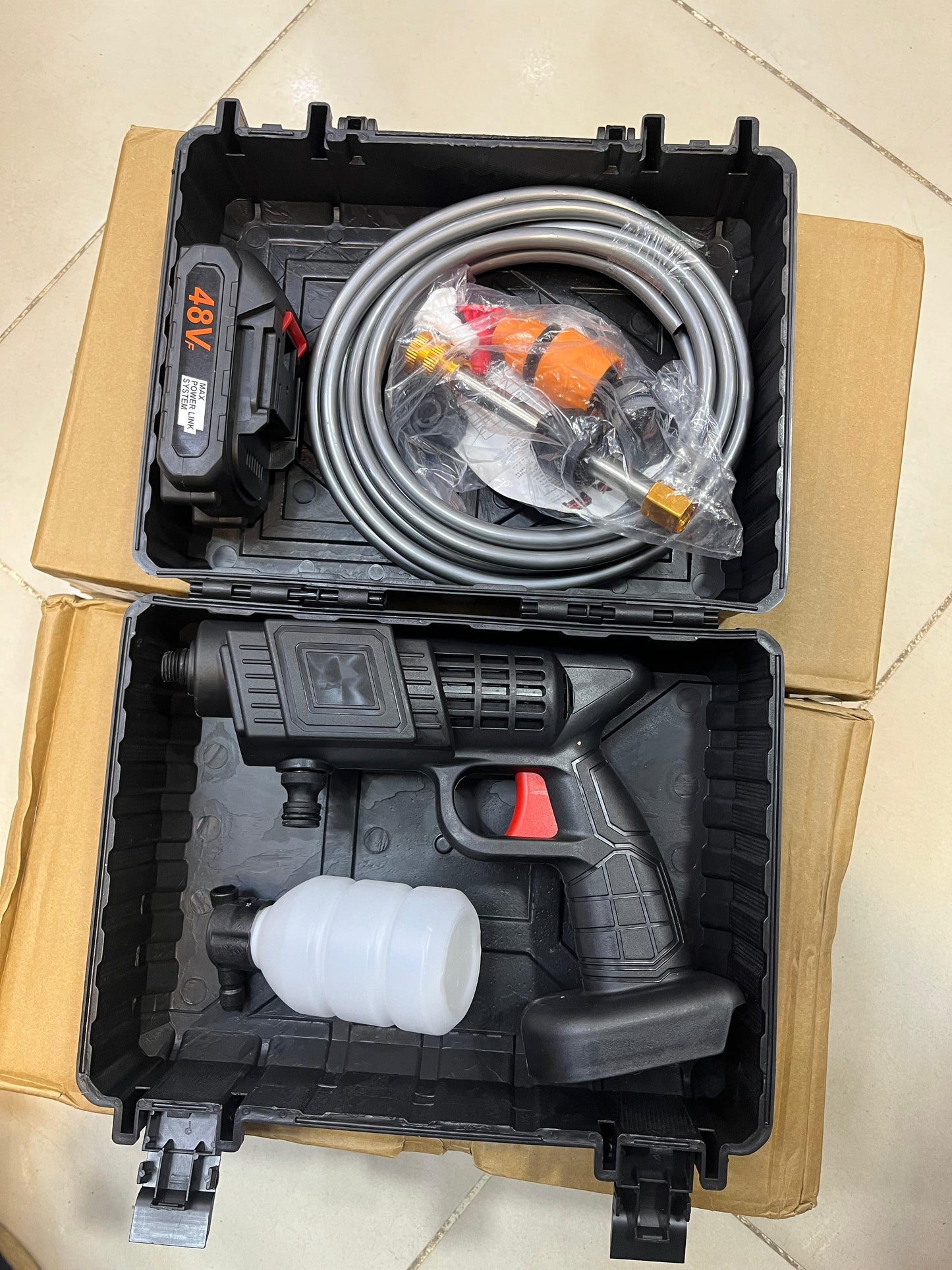 Automatic Wireless Car Wash Spray Gun– 48V High Pressure Wireless Foam Jet Washer with Rechargeable Battery