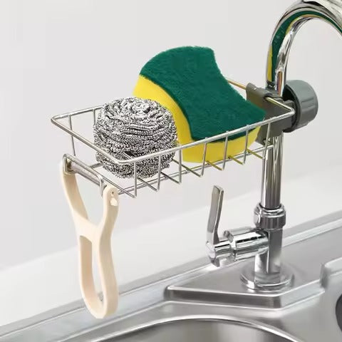 Stainless Steel Adjustable Kitchen Faucet Sponge Holder – Multifunctional Sink Storage Organizer ✨🚰