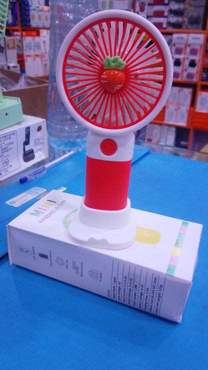 Mini Portable Handheld Fan with Desktop Base – Rechargeable Cute Carrot Personal Cooling Fan for Office, Students & Travel