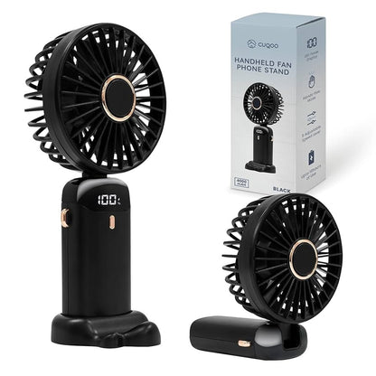 Digital Display Portable Mini Fan – 5-in-1 USB-C Rechargeable Handheld Cooling Fan with LED Display & Phone Stand
