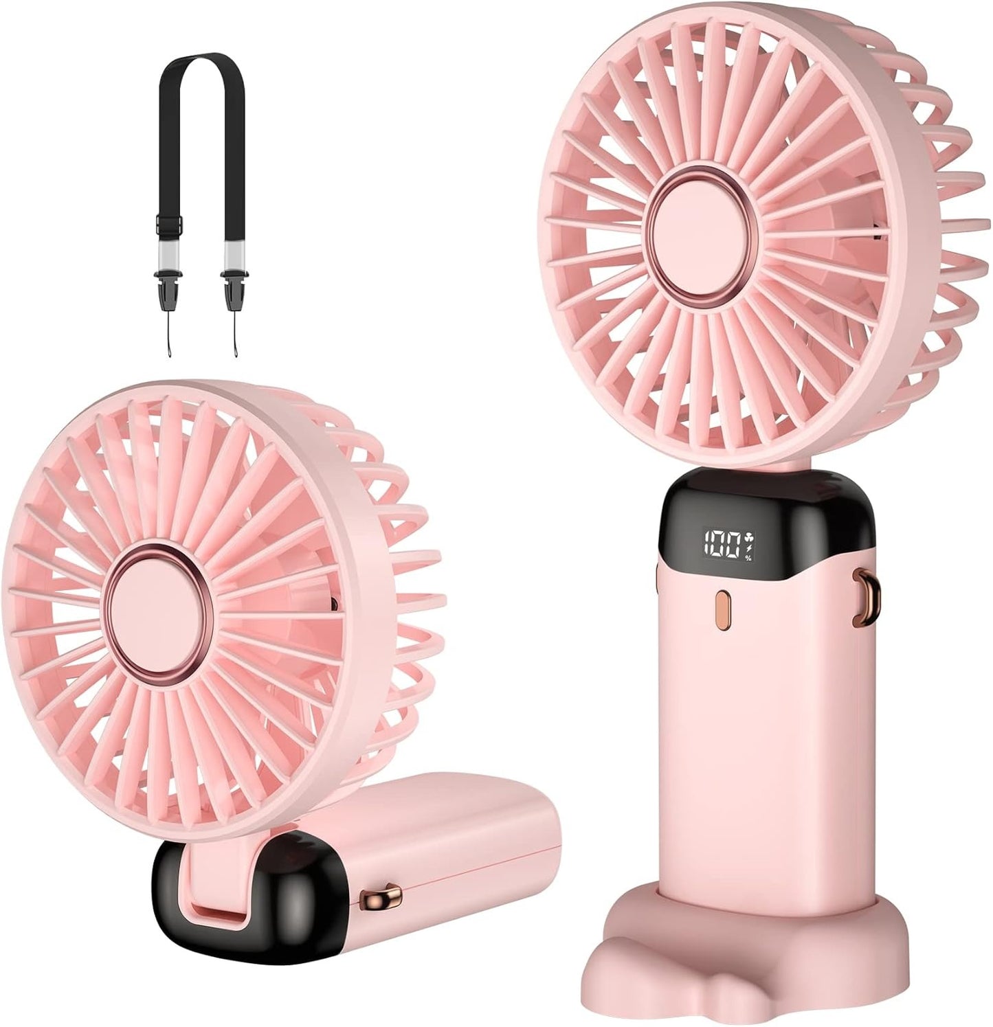 Digital Display Portable Mini Fan – 5-in-1 USB-C Rechargeable Handheld Cooling Fan with LED Display & Phone Stand
