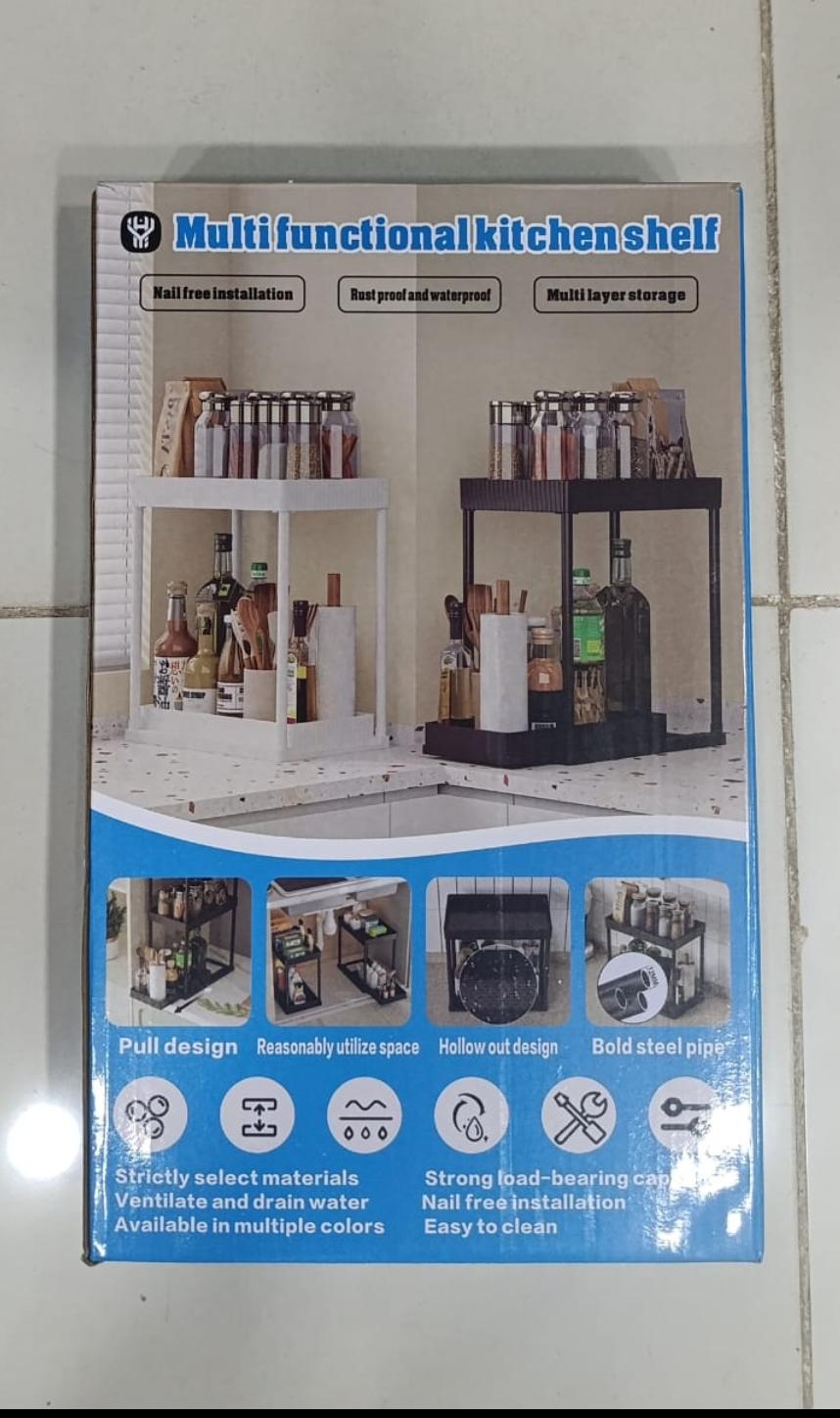 Multi-Functional Kitchen Shelf – Nail-Free Rust-Proof Carbon Steel Kitchen Organizer with Strong Load Bearing 🏠✨