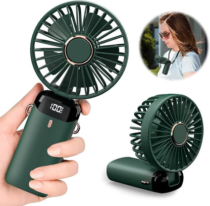 Digital Display Portable Mini Fan – 5-in-1 USB-C Rechargeable Handheld Cooling Fan with LED Display & Phone Stand