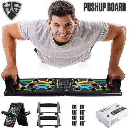 9-in-1 Foldable Push Up Board – Multi-Functional Body Building Fitness Training System for Home Gym