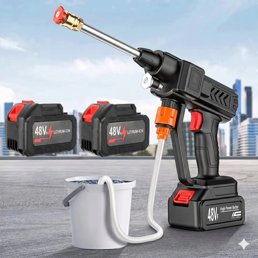 Automatic Wireless Car Wash Spray Gun– 48V High Pressure Wireless Foam Jet Washer with Rechargeable Battery