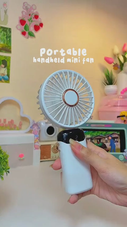Digital Display Portable Mini Fan – 5-in-1 USB-C Rechargeable Handheld Cooling Fan with LED Display & Phone Stand